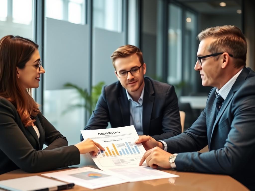 Financial advisor explaining hidden costs of surrogacy Financial advisor explaining hidden costs of surrogacy