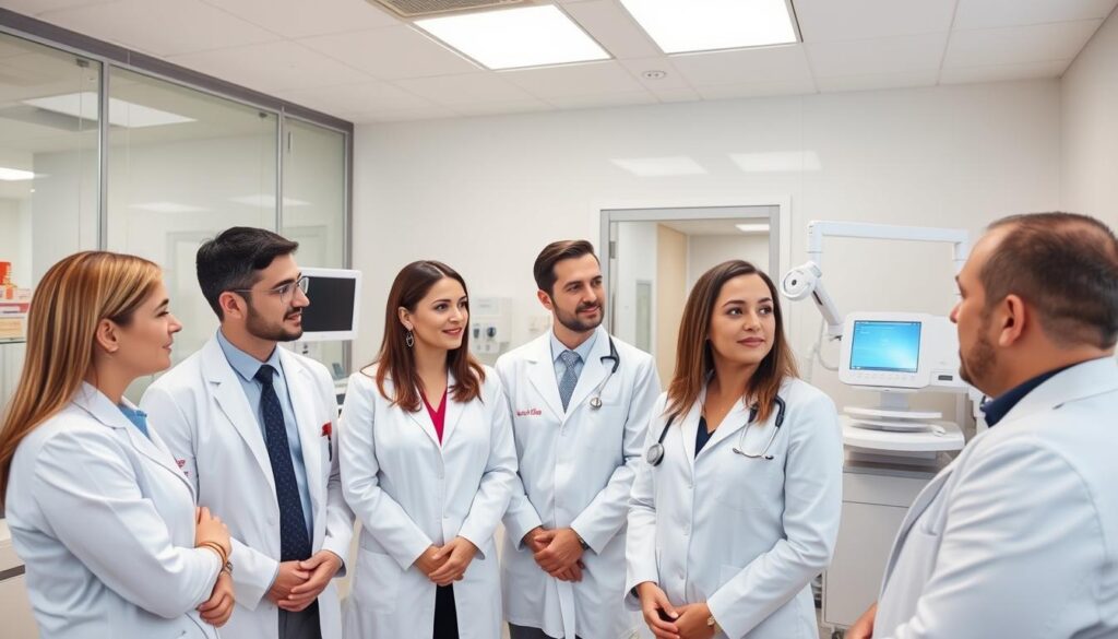 Georgian fertility clinic with doctors consulting intended parents Georgian fertility clinic with doctors consulting intended parents