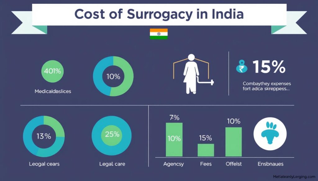 Cost breakdown infographic for surrogacy in India showing medical, legal, and other expenses Cost breakdown infographic for surrogacy in India showing medical, legal, and other expenses