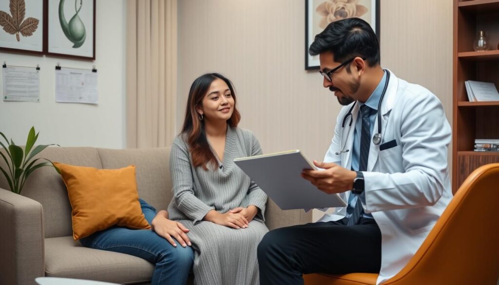 Couple consulting with fertility specialist about surrogacy options in Mumbai Couple consulting with fertility specialist about surrogacy options in Mumbai