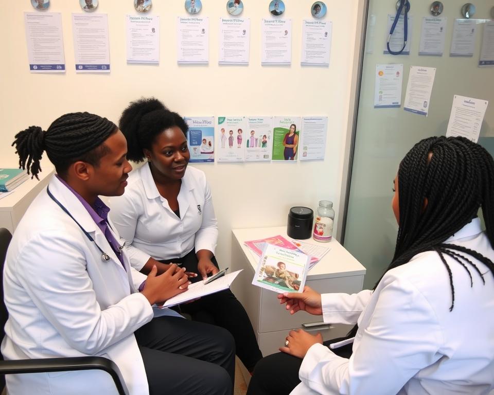 Fertility specialist consulting with potential surrogacy clients in Kenya Fertility specialist consulting with potential surrogacy clients in Kenya