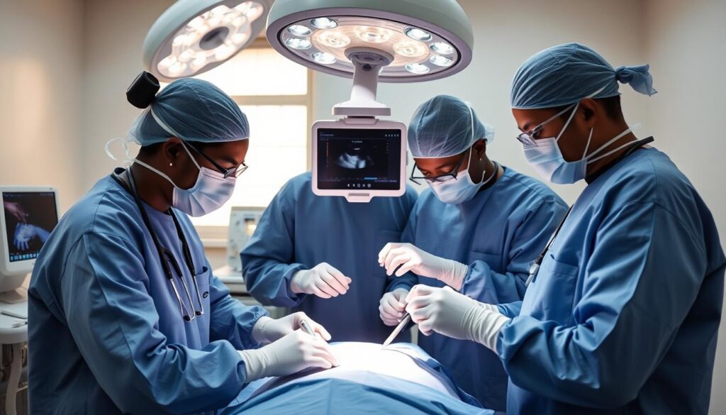 Medical team performing embryo transfer procedure in Kenya Medical team performing embryo transfer procedure in Kenya