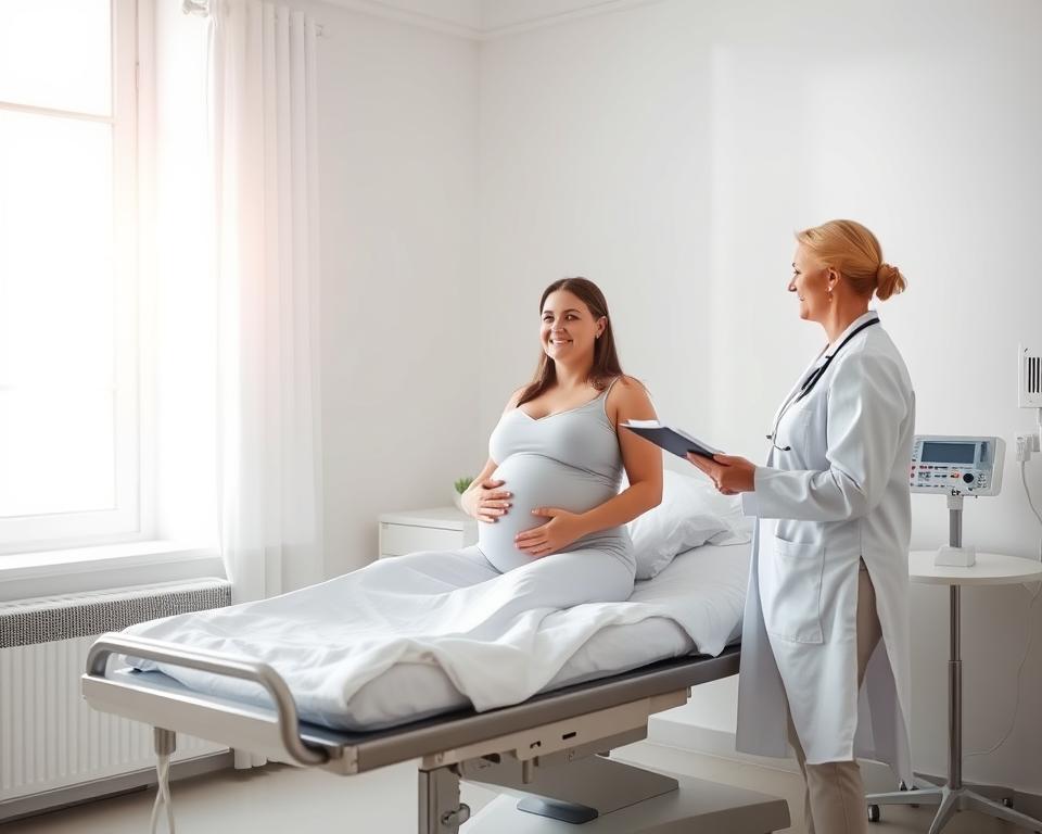 A well-lit medical examination room, with a modern hospital bed in the center. A doctor stands beside the bed, clipboard in hand, conducting a thorough physical evaluation of a female patient. The patient's posture and facial expression convey a sense of calm and trust. Pristine white walls and gleaming stainless steel equipment create a clinical, yet reassuring atmosphere. Soft natural light filters in through a window, casting a warm glow over the scene. The overall composition suggests a professional, compassionate medical screening process, emphasizing the importance of comprehensive health assessments for surrogate mothers. A well-lit medical examination room, with a modern hospital bed in the center. A doctor stands beside the bed, clipboard in hand, conducting a thorough physical evaluation of a female patient. The patient's posture and facial expression convey a sense of calm and trust. Pristine white walls and gleaming stainless steel equipment create a clinical, yet reassuring atmosphere. Soft natural light filters in through a window, casting a warm glow over the scene. The overall composition suggests a professional, compassionate medical screening process, emphasizing the importance of comprehensive health assessments for surrogate mothers.