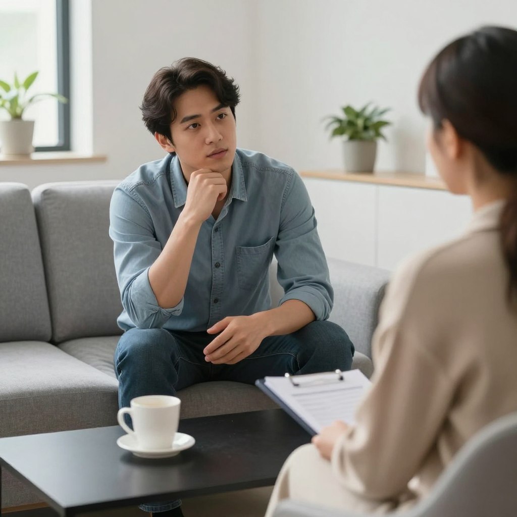 A single person discussing fertility options with a supportive psychologist A single person discussing fertility options with a supportive psychologist