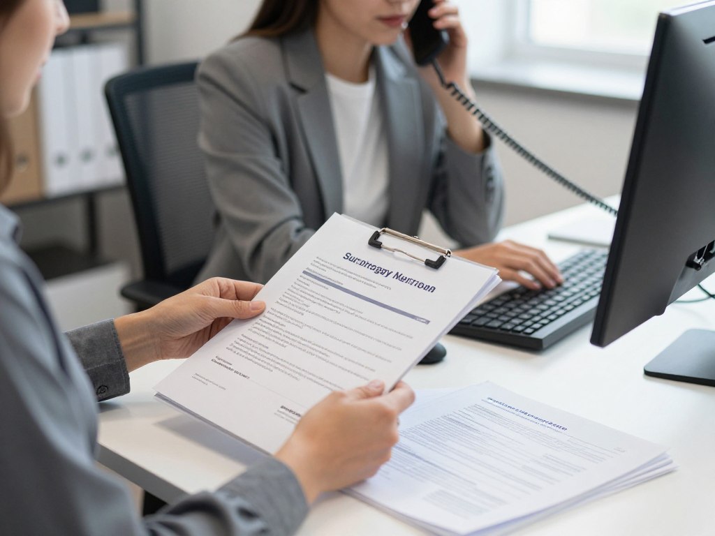 Administrative coordinator managing surrogacy documentation and logistics Administrative coordinator managing surrogacy documentation and logistics