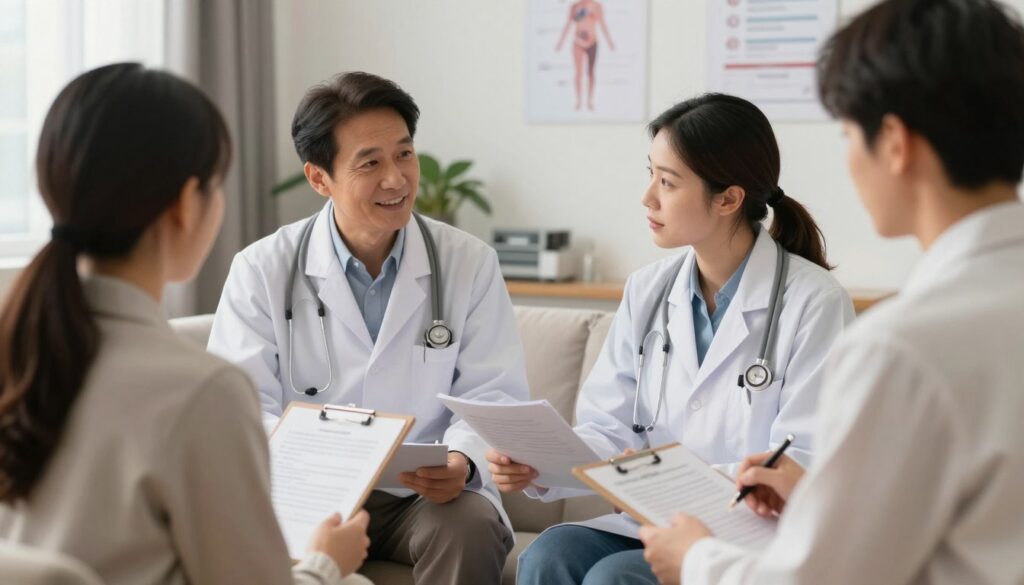 Consultation with fertility experts discussing surrogacy options Consultation with fertility experts discussing surrogacy options