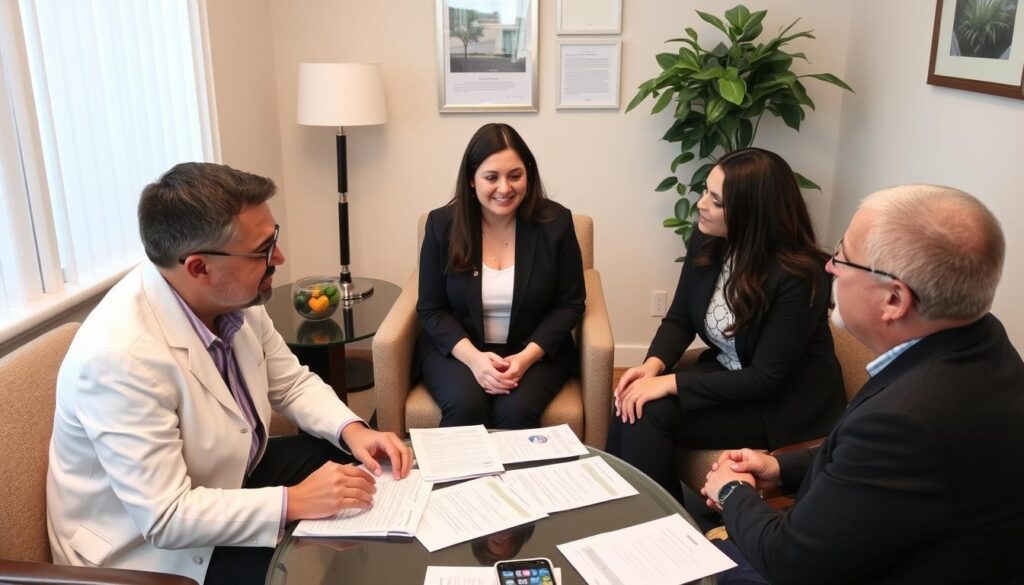 Consultation with surrogacy experts discussing options Consultation with surrogacy experts discussing options