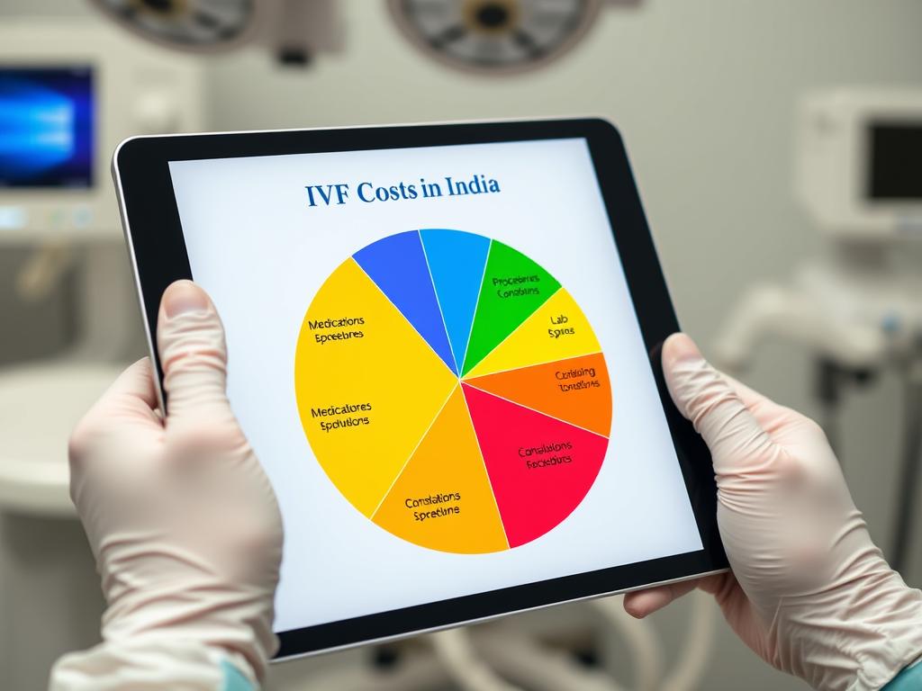 Detailed breakdown of IVF cost components in India shown on a digital tablet Detailed breakdown of IVF cost components in India shown on a digital tablet