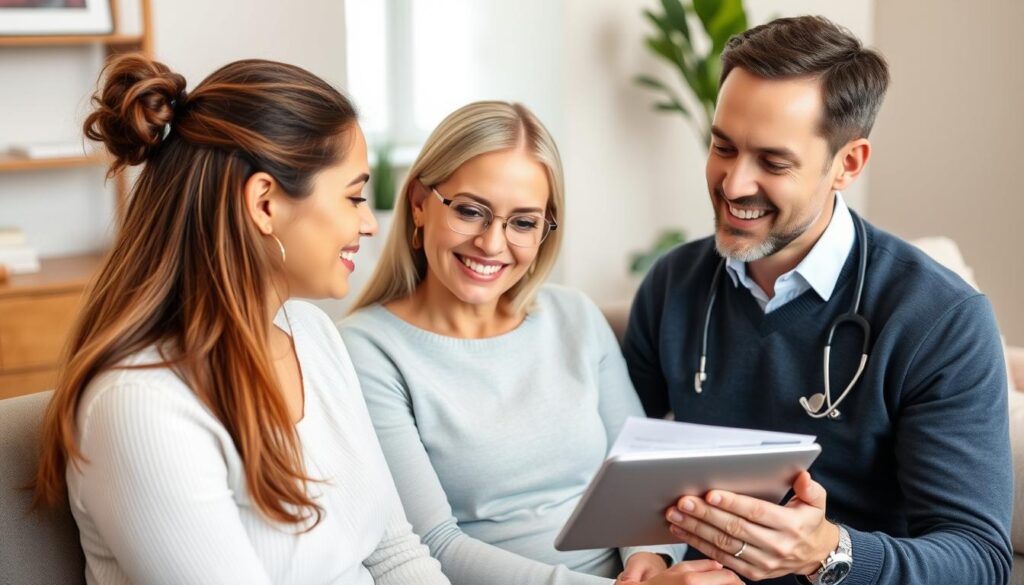 Fertility consultant providing personalized guidance to couple at one of the best IVF clinics in Delhi Fertility consultant providing personalized guidance to couple at one of the best IVF clinics in Delhi