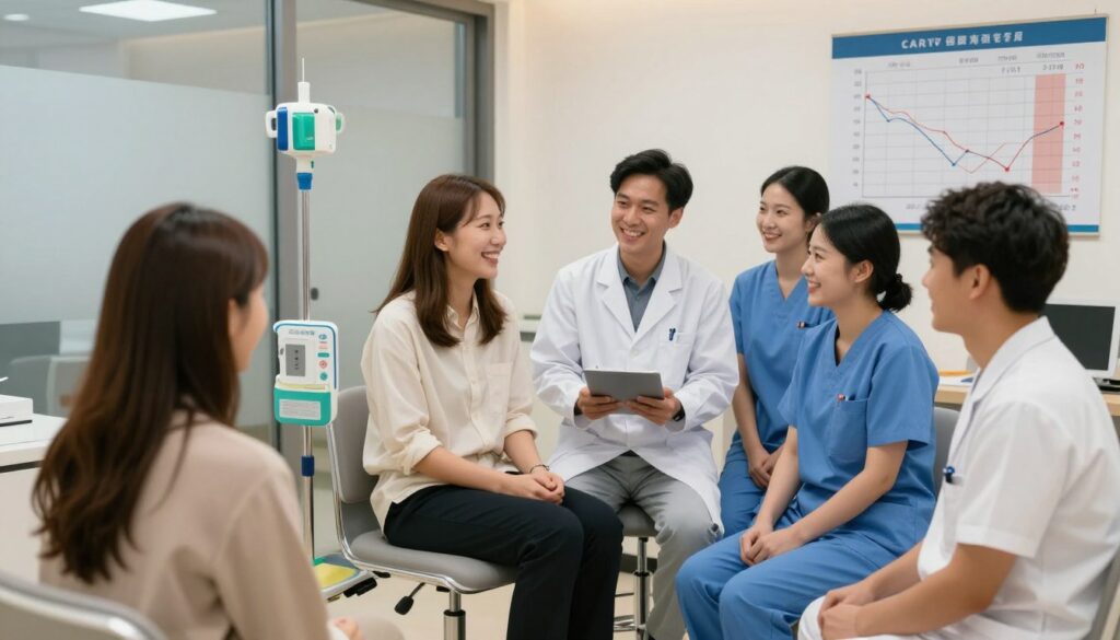 IVF support team celebrating successful treatment with clients IVF support team celebrating successful treatment with clients