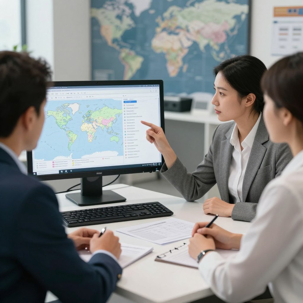 International couple discussing cross-border fertility options International couple discussing cross-border fertility options