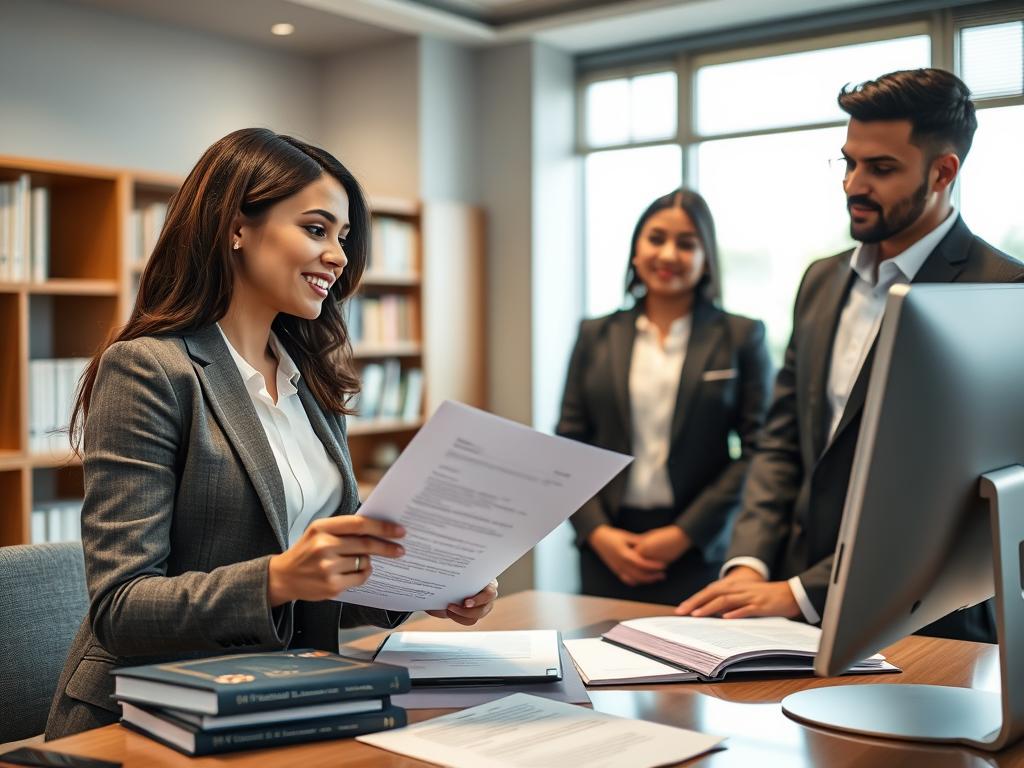 Legal professional explaining surrogacy contracts to intended parents Legal professional explaining surrogacy contracts to intended parents