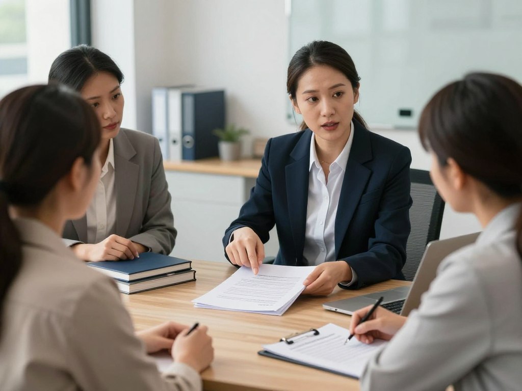 Legal professional explaining surrogacy contracts to intended parents Legal professional explaining surrogacy contracts to intended parents