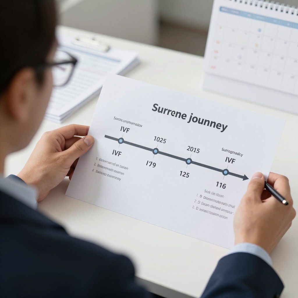 Timeline comparison for IVF and surrogacy journeys Timeline comparison for IVF and surrogacy journeys
