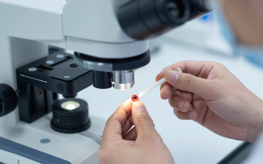 Embryo being loaded into transfer catheter Embryo being loaded into transfer catheter