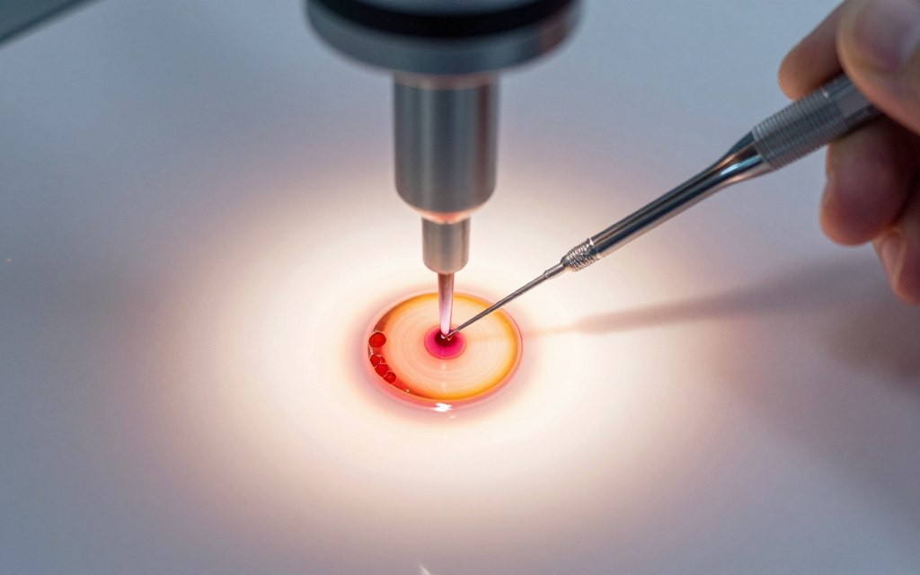 Embryo biopsy procedure under microscope Embryo biopsy procedure under microscope