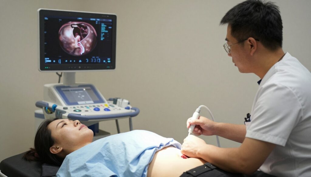 Embryo transfer procedure in progress Embryo transfer procedure in progress