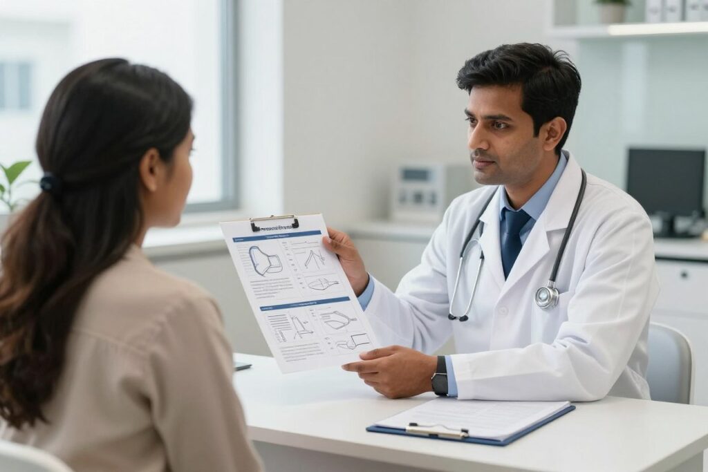 Fertility specialist explaining alternative reproductive options Fertility specialist explaining alternative reproductive options