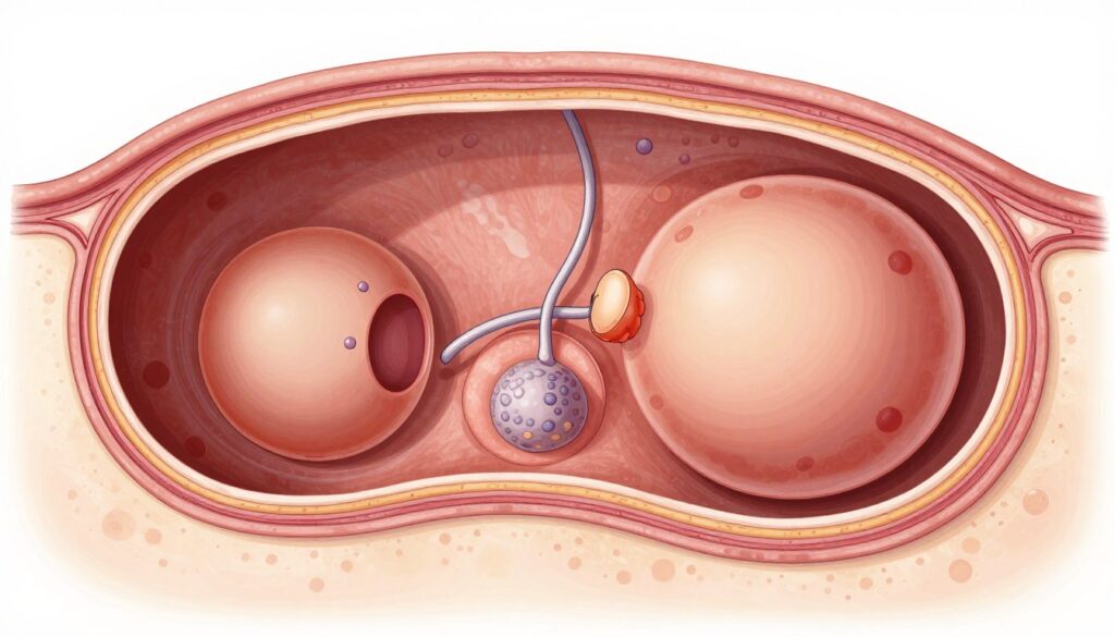Medical illustration of embryo implantation Medical illustration of embryo implantation