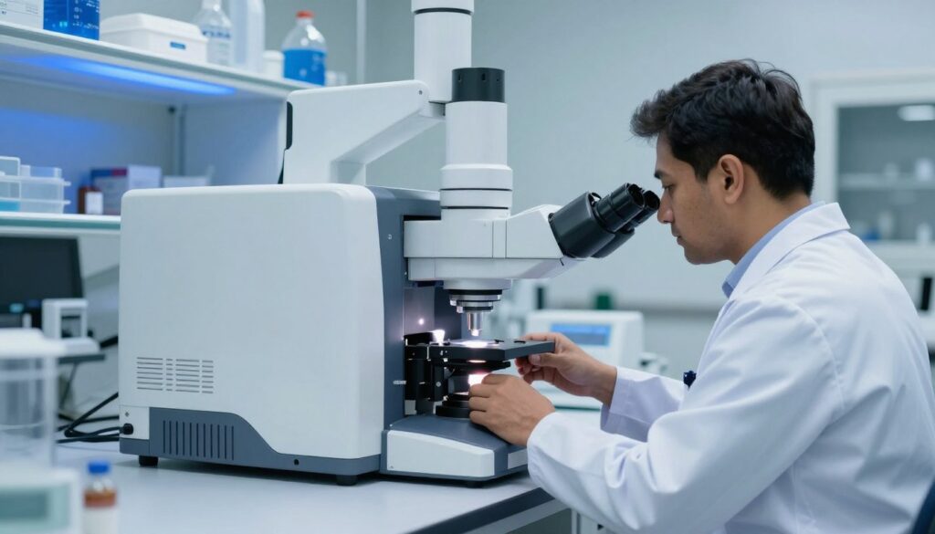Medical professionals performing embryo transfer procedure in Mumbai fertility clinic Medical professionals performing embryo transfer procedure in Mumbai fertility clinic