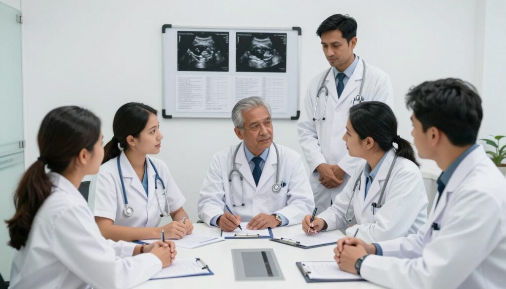 Medical team meeting discussing surrogacy treatment plan Medical team meeting discussing surrogacy treatment plan