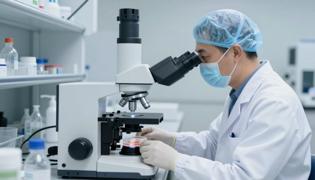 Modern IVF laboratory with embryologist working Modern IVF laboratory with embryologist working