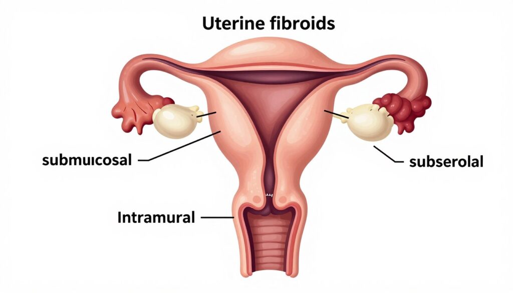 Types of uterine fibroids diagram Types of uterine fibroids diagram