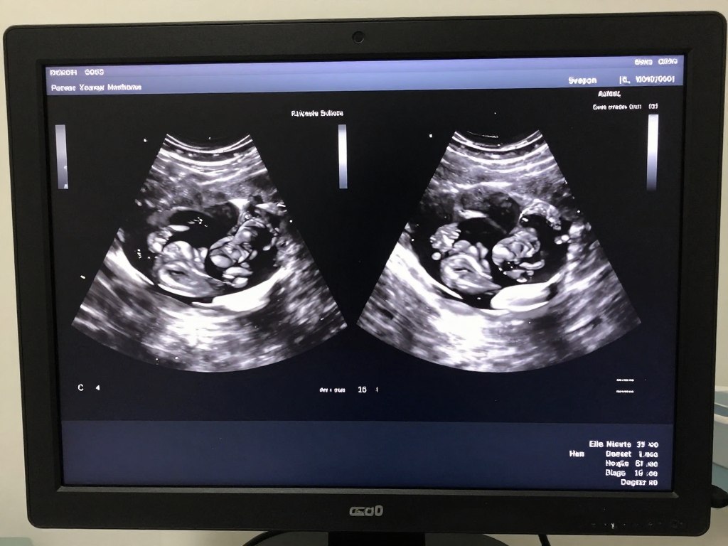 Medical monitoring ultrasound of IVF twin pregnancy Medical monitoring ultrasound of IVF twin pregnancy