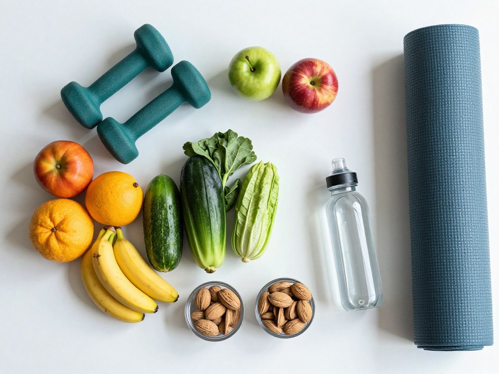 nutritious food and fitness equipment together nutritious food and fitness equipment together