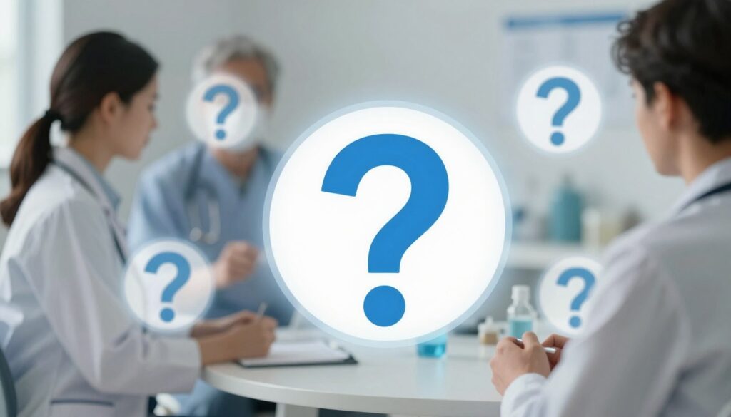 FAQ concept with question marks and fertility treatment information FAQ concept with question marks and fertility treatment information