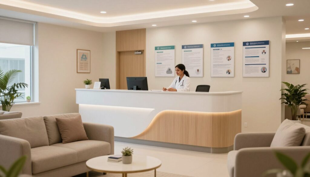 Modern fertility clinic reception area in Delhi NCR Modern fertility clinic reception area in Delhi NCR