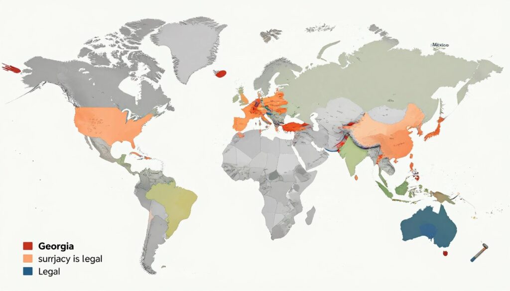 World map highlighting countries where surrogacy is legal World map highlighting countries where surrogacy is legal