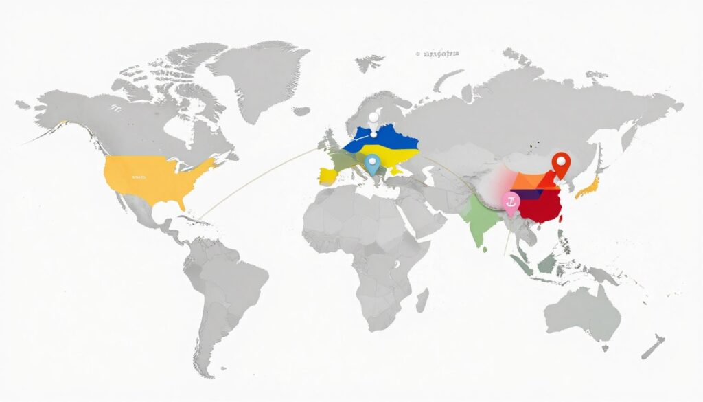 World map highlighting popular international surrogacy destination countries World map highlighting popular international surrogacy destination countries
