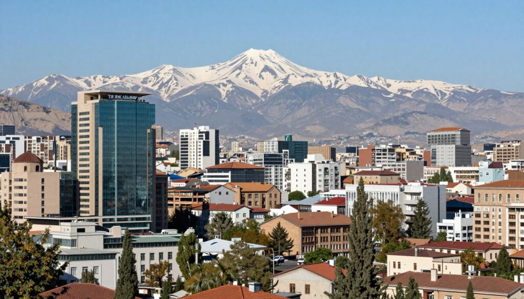 Yerevan Armenia cityscape with Mount Ararat Yerevan Armenia cityscape with Mount Ararat